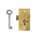 1 Lever Straight Cupboard Lock - 51 x 25mm - Keyed Alike - Polished Brass