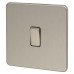 Knightsbridge 10AX 1 Gang 2 Way Screwless Flat Plate Light Switch - Brushed Chrome