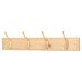 Exel Hat & Coat Hook Rail - 450 x 70 x 15mm - 4 Hooks - Pine Board with Polished Brass Hooks