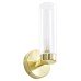 Forum Spa Sparti LED Bathroom Wall Light - IP44 - Satin Brass with Clear Cylindrical Glass Shade