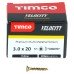 TIMCO Velocity Pozi Countersunk Wood Screws - 3.0 x 20mm - Yellow Zinc - Pack of 200 TIMCO Velocity Pozi Countersunk Wood Screws - 3.0 x 20mm - Yellow Zinc - Pack of 200