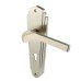 Heritage Brass by M Marcus Satin Nickel Art Deco Keyhole Lock Door Handle - Waldorf Range - 203 x 66mm