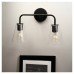 Exel Sabana Knurled 2 Light Indoor Wall Light - Matt Black Fittings & Hooded Clear Glass Shades
