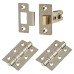 Exel Latch Pack - 76mm Case - 57mm Backset - 2 x Fire Rated Ball Bearing Hinges - Satin Nickel