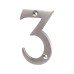 76mm Screw Fix Door Numeral - 3 - Satin Chrome