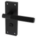 Exel Matt Black Reeded Bathroom Door Handle - Lily Range - 155 x 55mm