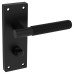 Exel Matt Black Reeded Bathroom Door Handle - Lily Range - 155 x 55mm