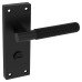 Exel Matt Black Reeded Bathroom Door Handle - Lily Range - 155 x 55mm