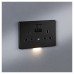 Knightsbridge 13A 2G DP Switched Socket with Photocell Nightlight Function - Matt Black/Black
