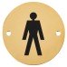 Hampstead Mens Toilet Door Sign - 75mm Diameter - Polished Brass