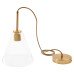 Exel Noord Knurled Ceiling Light Pendant - Satin Brass Fittings and Hooded Clear Glass Shade