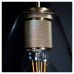 Exel Noord Knurled Ceiling Light Pendant - Satin Brass Fittings and Hooded Clear Glass Shade