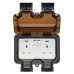 Knightsbridge 13A IP66 2 Gang Switched Outdoor Weatherproof Socket with Neon - Black