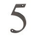76mm Screw Fix Door Numeral - 5 - Bright Bronze