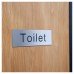 Exel Toilet Door Sign - 300 x 100mm - Brushed Silver Plastic