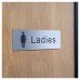 Exel Ladies Toilet Door Sign - 300 x 100mm -  Brushed Silver Plastic