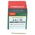 TIMCO Classic Pozi Countersunk Wood Screws - 4.5 x 70mm - Yellow Zinc - Pack of 200