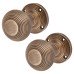 Exel Reeded Beehive Mortice Door Knob - 60mm Rose Diameter - Antique Brass