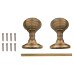 Exel Reeded Beehive Mortice Door Knob - 60mm Rose Diameter - Antique Brass