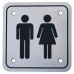 Exel Unisex Square Toilet Door Sign - 95 x 95mm - Satin Stainless Steel