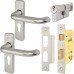 Medium Duty Euro Lock Door Handle on Backplate Fire Door Kit & Dorgard Holder - Push/Pull -Aluminium