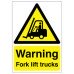 Exel Warning Fork Lift Trucks Sign - 420 x 297mm - Rigid Plastic