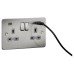 Knightsbridge 13A 2 Gang Flat Plate Type A/C USB Socket with 2 x USB - 4A - Brushed Chrome/Grey