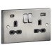 Knightsbridge 13A 2 Gang Square Edge Type A/C USB Socket with 2 x USB - 4A - Brushed Chrome/Black
