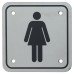 Exel Ladies Square Toilet Door Sign - 95 x 95mm - Satin Stainless Steel