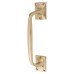 Traditional Heavy Cast Offset Door Pull Handle - Screw Fix - 250mm Centres - Polished Brass
