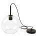 Exel Paradera Knurled Ceiling Light Pendant - Matt Black Fittings and Domed Clear Glass Shade