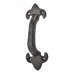 Olde Forge Fleur de Lys Offset Door Pull Handle - Screw Fix - 130 x 45mm - Antique Black Iron