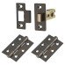 Exel Latch Pack - 76mm Case - 57mm Backset - 2 x Fire Rated Ball Bearing Hinges - Black Nickel