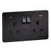 Knightsbridge 13A 2 Gang Type A/QC18W Type C/PD45W USB Socket with 2 x USB - Matt Black/Black