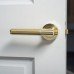 Exel Satin Brass Reeded Door Handles on Round Rose - Lily Range 