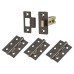 Exel Tubular Latch Pack - 57mm Backset - 3 x Fire Rated Ball Bearing Hinges - Black Nickel