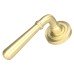 From The Anvil Satin Brass Door Handles on Round Art Deco Rose - Newbury Range 