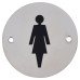 Exel Ladies Toilet Door Sign - 75mm Diameter - Polished Stainless Steel Exel Ladies Toilet Door Sign - 75mm Diameter - Polished Stainless Steel