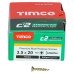 TIMCO C2 Strong-Fix Pozi Double Countersunk Wood Screws - 3.5 x 20mm - Yellow Zinc - Pack of 200