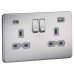 Knightsbridge 13A 2 Gang Screwless Type A/C USB Socket with 2 x USB - 4A - Brushed Chrome/Grey