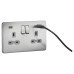 Knightsbridge 13A 2 Gang Screwless Type A/C USB Socket with 2 x USB - 4A - Brushed Chrome/Grey