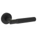 Serozzetta by Carlisle Brass Matt Black Lines Door Handles on Round Rose - Image Range 