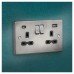 Knightsbridge 13A 2 Gang Round Edge Type A/C USB Socket with 2 x USB - 4A - Brushed Chrome/Black