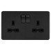 Knightsbridge 13A 2 Gang Screwless Flat Plate Switched DP Socket - Smoked Bronze/Black Inserts 