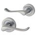 Exel Satin Chrome Scroll Door Handles on Round Rose 