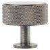 Carlisle Brass Knurled Radio Round Cabinet Knob - 35mm Diameter - Anthracite Grey