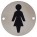 Exel Ladies Toilet Door Sign - 75mm Diameter - Satin Stainless Steel
