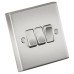 Knightsbridge 10AX 3 Gang 2 Way Square Edge Plate Light Switch - Brushed Chrome
