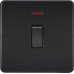 Knightsbridge 20A 1 Gang Double Pole Screwless Flat Plate Appliance Switch with Neon - Matt Black