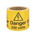 Danger 230 Volts Signs - 80 x 80mm - Self Adhesive Vinyl Labels